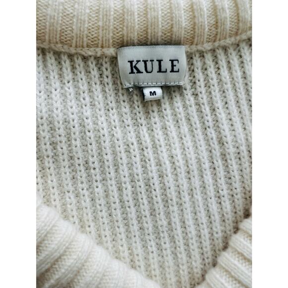 Kule Blythe Wool Cashmere V-Neck Cream Sweater Long Sleeve Cozy Warm Knit Medium - Picture 7 of 11